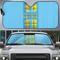 Bon Fete Kweyol Sent Lisi Auto Sun Shade Saint Lucia Creole Day Madras Motifs Blue