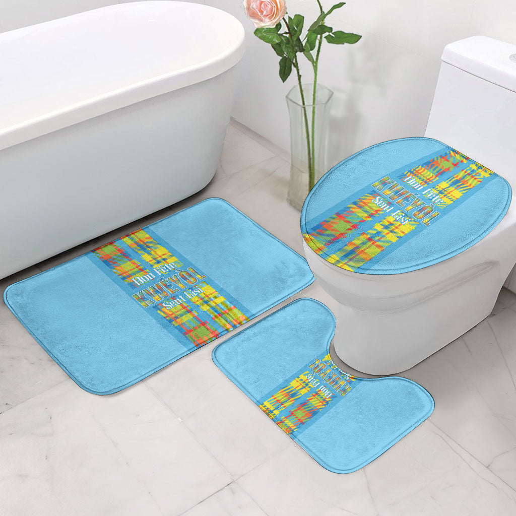 Bon Fete Kweyol Sent Lisi Bathroom Set Saint Lucia Creole Day Madras Motifs Blue