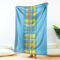 Bon Fete Kweyol Sent Lisi Blanket Saint Lucia Creole Day Madras Motifs Blue