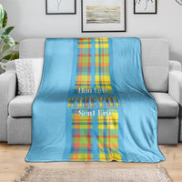Bon Fete Kweyol Sent Lisi Blanket Saint Lucia Creole Day Madras Motifs Blue