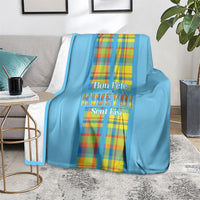 Bon Fete Kweyol Sent Lisi Blanket Saint Lucia Creole Day Madras Motifs Blue