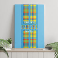 Bon Fete Kweyol Sent Lisi Canvas Wall Art Saint Lucia Creole Day Madras Motifs Blue
