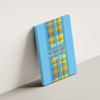 Bon Fete Kweyol Sent Lisi Canvas Wall Art Saint Lucia Creole Day Madras Motifs Blue