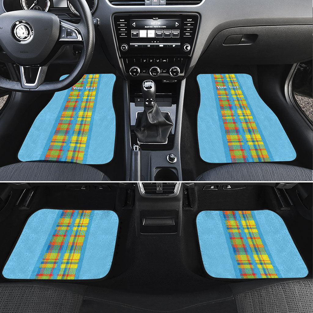 Personalized Bon Fete Kweyol Sent Lisi Car Mats Saint Lucia Creole Day Madras Motifs Blue