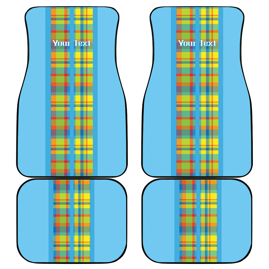 Personalized Bon Fete Kweyol Sent Lisi Car Mats Saint Lucia Creole Day Madras Motifs Blue