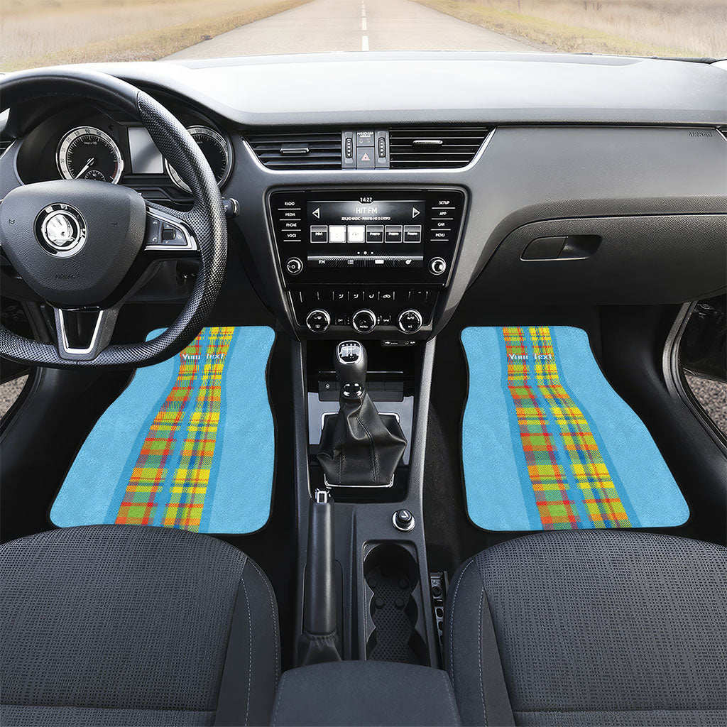 Personalized Bon Fete Kweyol Sent Lisi Car Mats Saint Lucia Creole Day Madras Motifs Blue