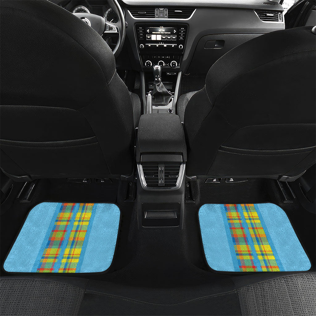 Personalized Bon Fete Kweyol Sent Lisi Car Mats Saint Lucia Creole Day Madras Motifs Blue