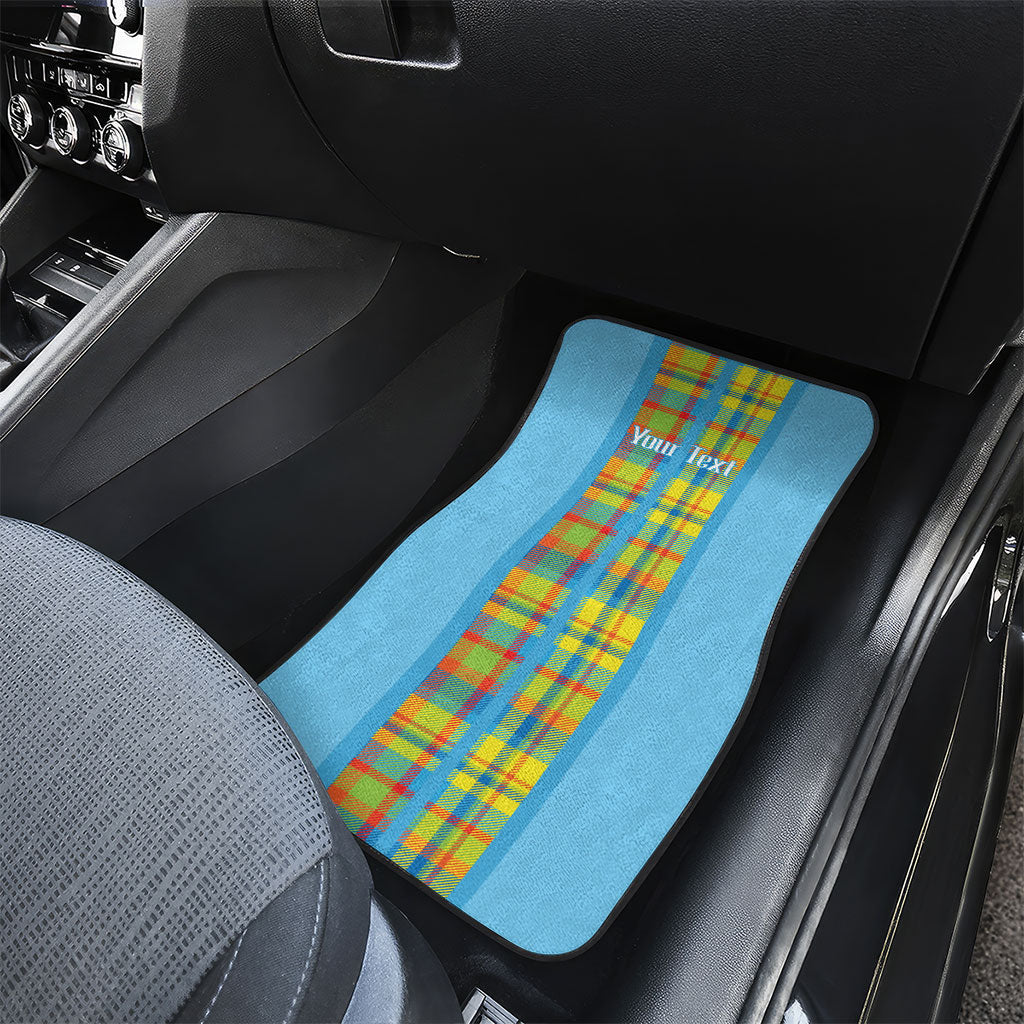 Personalized Bon Fete Kweyol Sent Lisi Car Mats Saint Lucia Creole Day Madras Motifs Blue