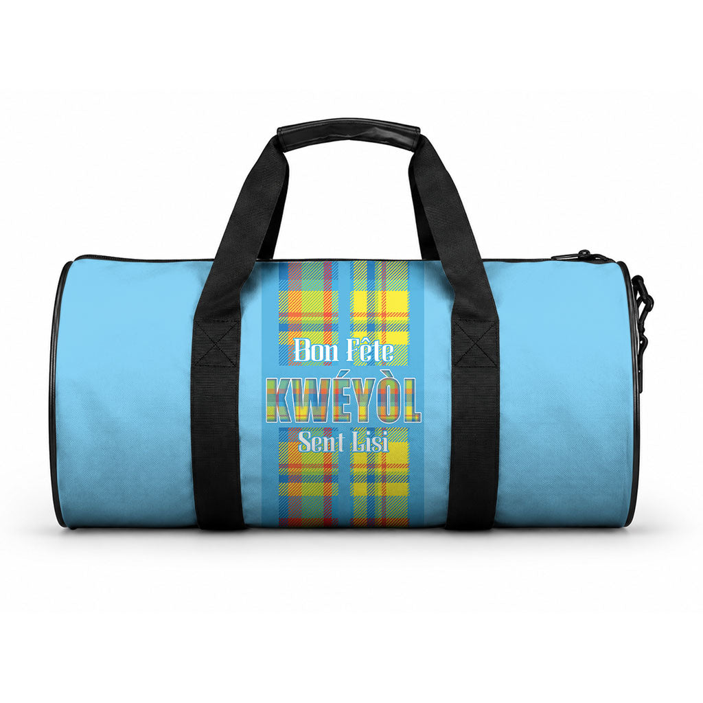 Bon Fete Kweyol Sent Lisi Duffle Bag Saint Lucia Creole Day Madras Motifs Blue