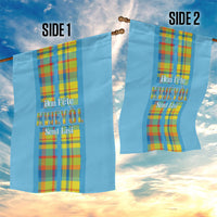 Bon Fete Kweyol Sent Lisi Garden Flag Saint Lucia Creole Day Madras Motifs Blue