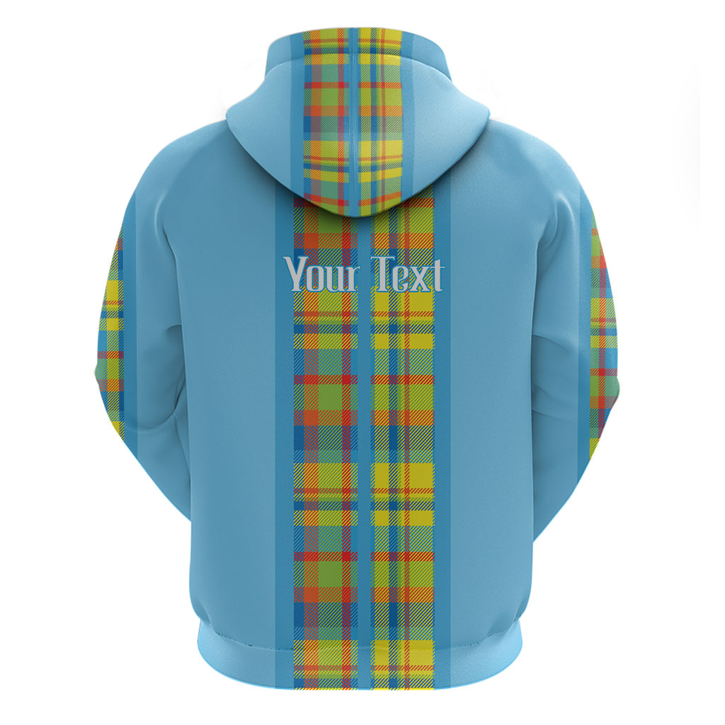 Personalized Bon Fete Kweyol Sent Lisi Hoodie Saint Lucia Creole Day Madras Motifs Blue