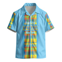 Personalized Bon Fete Kweyol Sent Lisi Kid Hawaiian Shirt Saint Lucia Creole Day Madras Motifs Blue