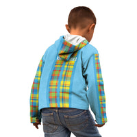 Personalized Bon Fete Kweyol Sent Lisi Kid Hoodie Saint Lucia Creole Day Madras Motifs Blue