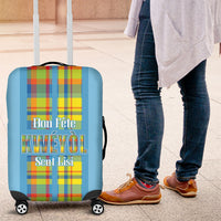 Bon Fete Kweyol Sent Lisi Luggage Cover Saint Lucia Creole Day Madras Motifs Blue