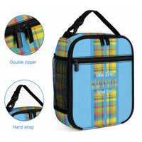 Bon Fete Kweyol Sent Lisi Lunch Bag Saint Lucia Creole Day Madras Motifs Blue