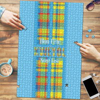 Bon Fete Kweyol Sent Lisi Puzzle Saint Lucia Creole Day Madras Motifs Blue