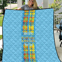 Bon Fete Kweyol Sent Lisi Quilt Saint Lucia Creole Day Madras Motifs Blue