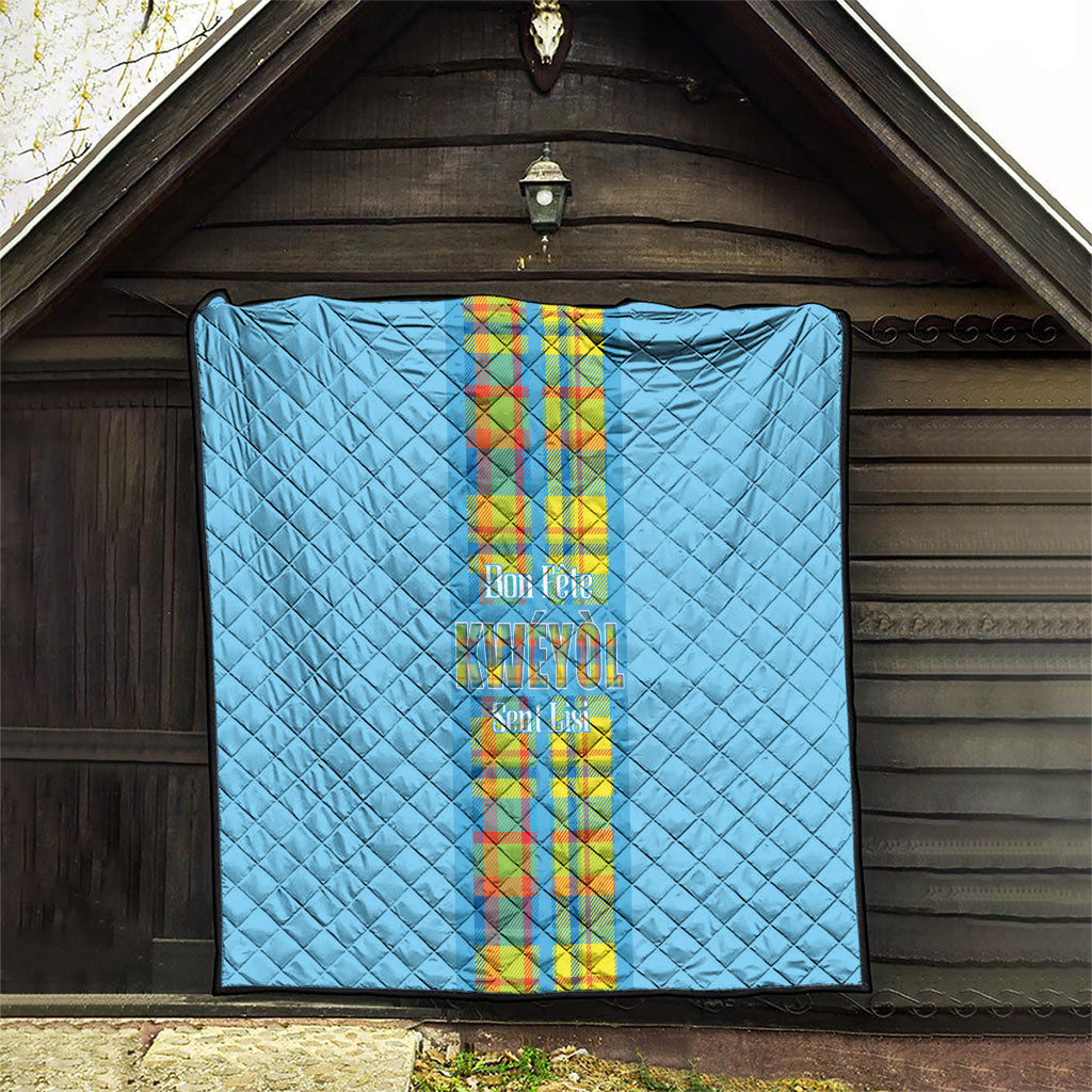 Bon Fete Kweyol Sent Lisi Quilt Saint Lucia Creole Day Madras Motifs Blue