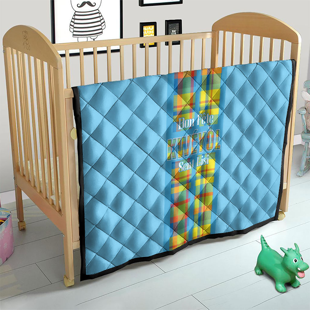 Bon Fete Kweyol Sent Lisi Quilt Saint Lucia Creole Day Madras Motifs Blue