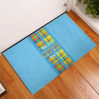 Bon Fete Kweyol Sent Lisi Rubber Doormat Saint Lucia Creole Day Madras Motifs Blue