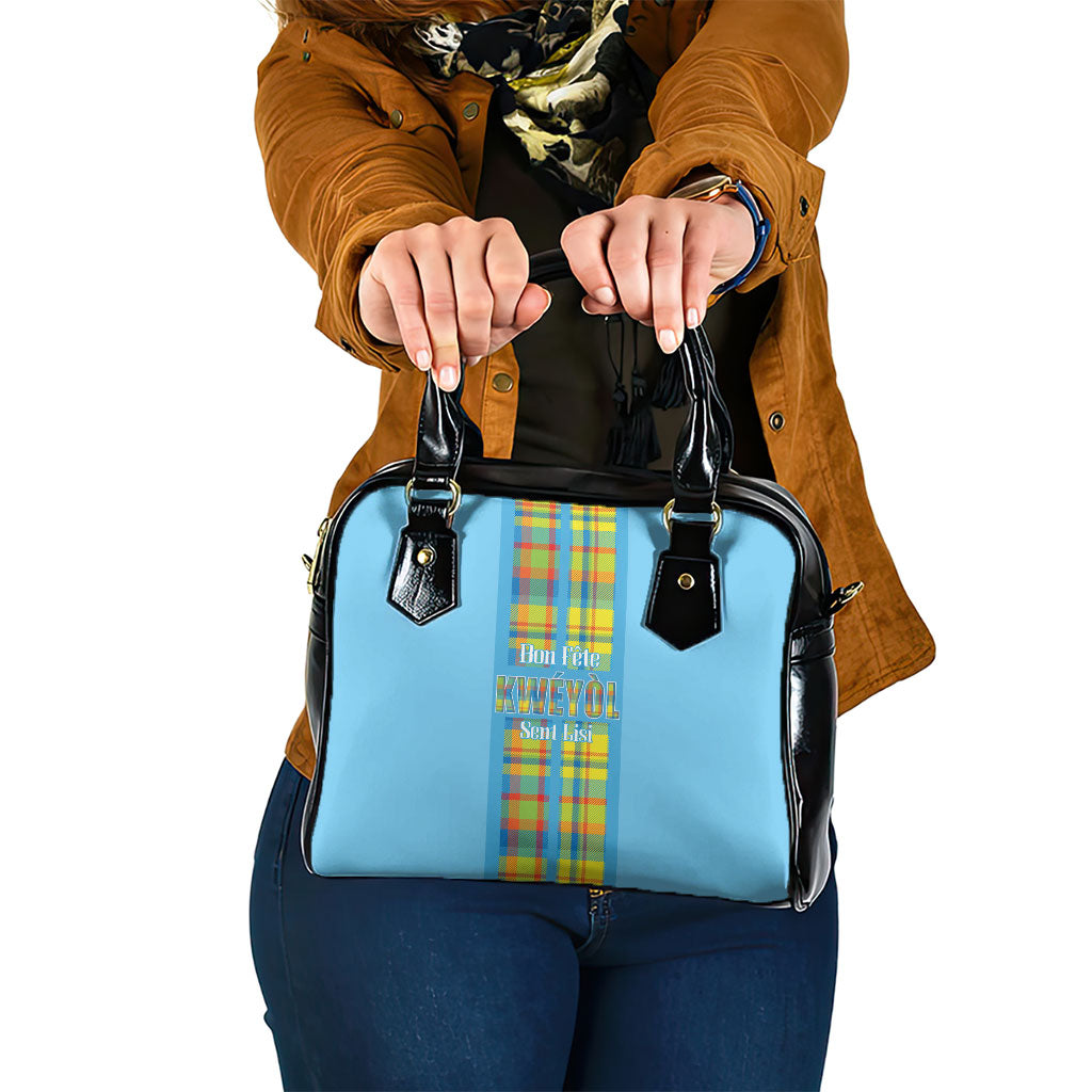 Bon Fete Kweyol Sent Lisi Shoulder Handbag Saint Lucia Creole Day Madras Motifs Blue