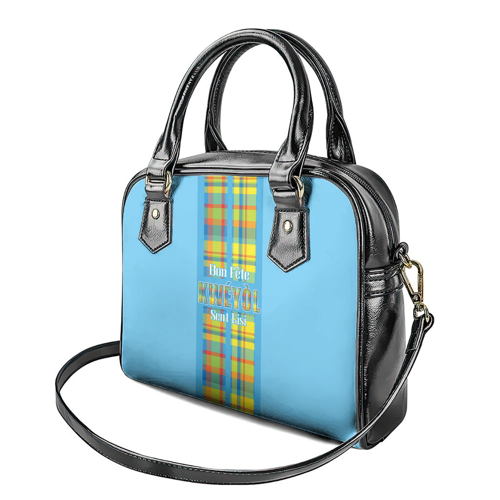 Bon Fete Kweyol Sent Lisi Shoulder Handbag Saint Lucia Creole Day Madras Motifs Blue
