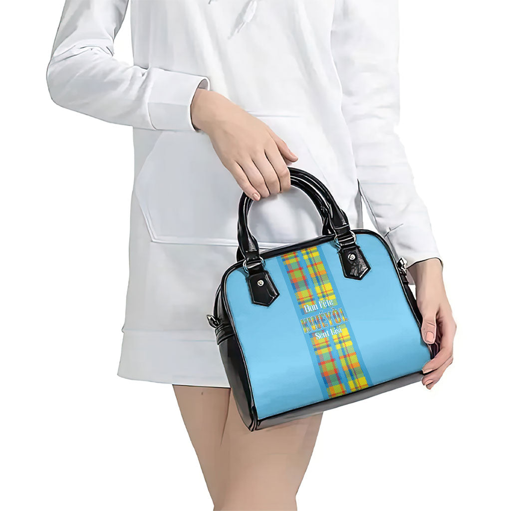 Bon Fete Kweyol Sent Lisi Shoulder Handbag Saint Lucia Creole Day Madras Motifs Blue