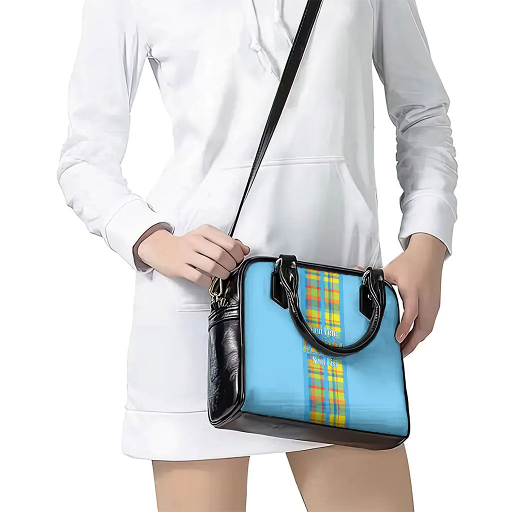 Bon Fete Kweyol Sent Lisi Shoulder Handbag Saint Lucia Creole Day Madras Motifs Blue