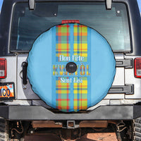 Bon Fete Kweyol Sent Lisi Spare Tire Cover Saint Lucia Creole Day Madras Motifs Blue