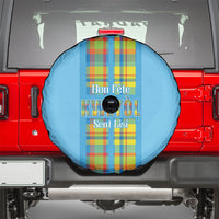 Bon Fete Kweyol Sent Lisi Spare Tire Cover Saint Lucia Creole Day Madras Motifs Blue