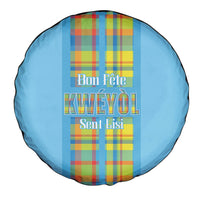 Bon Fete Kweyol Sent Lisi Spare Tire Cover Saint Lucia Creole Day Madras Motifs Blue
