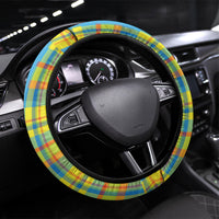 Bon Fete Kweyol Sent Lisi Steering Wheel Cover Saint Lucia Creole Day Madras Motifs Blue