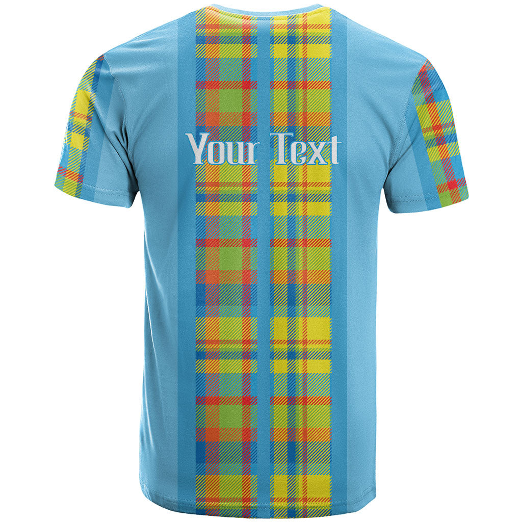 Personalized Bon Fete Kweyol Sent Lisi T Shirt Saint Lucia Creole Day Madras Motifs Blue