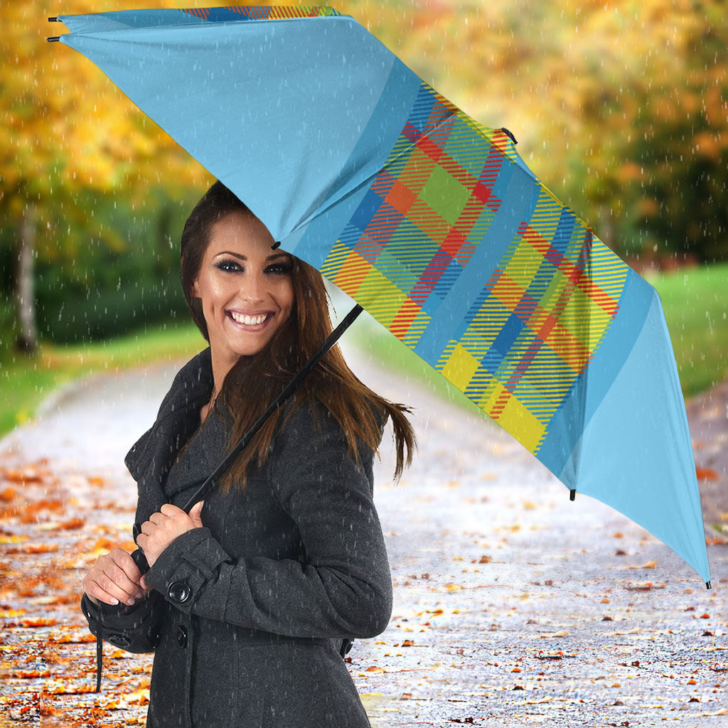 Bon Fete Kweyol Sent Lisi Umbrella Saint Lucia Creole Day Madras Motifs Blue