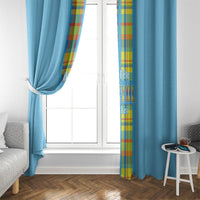 Bon Fete Kweyol Sent Lisi Window Curtain Saint Lucia Creole Day Madras Motifs Blue