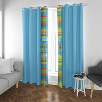 Bon Fete Kweyol Sent Lisi Window Curtain Saint Lucia Creole Day Madras Motifs Blue