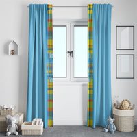 Bon Fete Kweyol Sent Lisi Window Curtain Saint Lucia Creole Day Madras Motifs Blue
