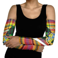 Personalized Bon Fete Kweyol Dominica Arm Sleeves Creole Day Coat Of Arms Madras Motifs