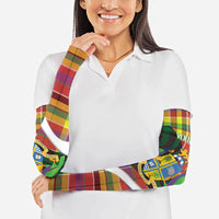 Personalized Bon Fete Kweyol Dominica Arm Sleeves Creole Day Coat Of Arms Madras Motifs