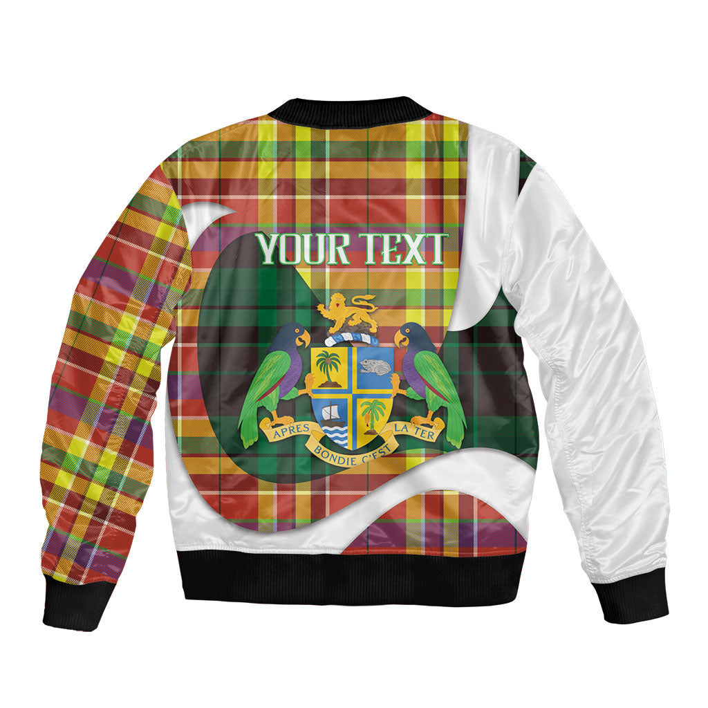 Personalized Bon Fete Kweyol Dominica Bomber Jacket Creole Day Coat Of Arms Madras Motifs