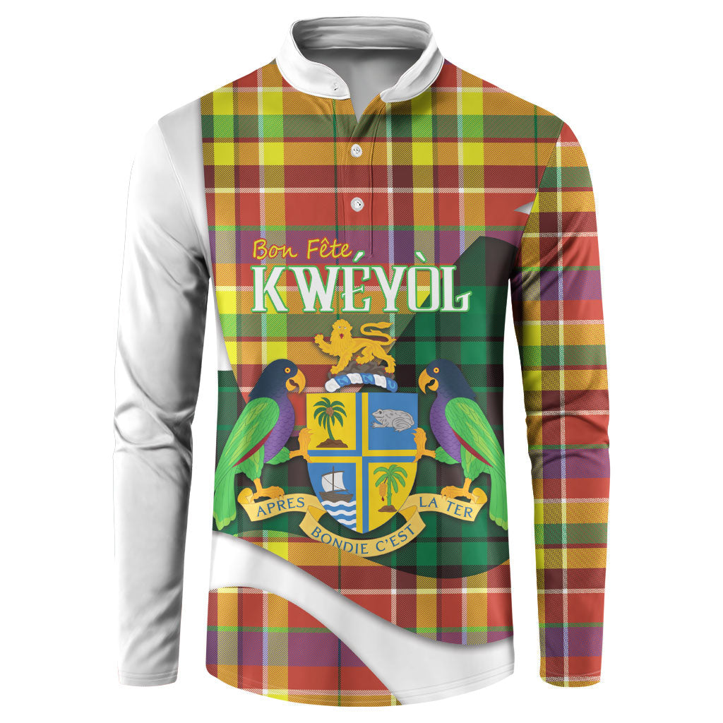 Personalized Bon Fete Kweyol Dominica Button Sweatshirt Creole Day Coat Of Arms Madras Motifs