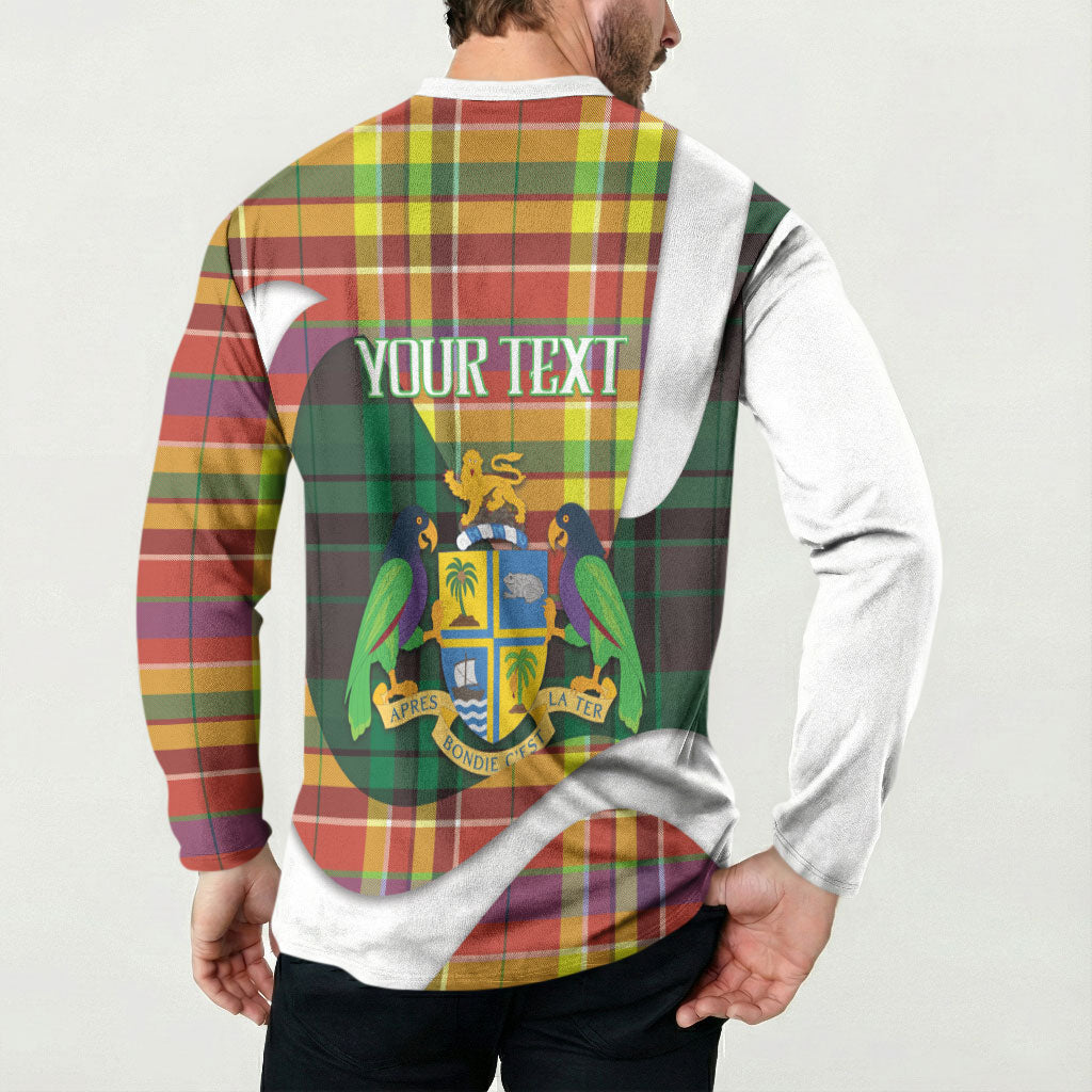 Personalized Bon Fete Kweyol Dominica Button Sweatshirt Creole Day Coat Of Arms Madras Motifs