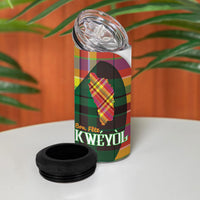 Personalized Bon Fete Kweyol Dominica 4 in 1 Can Cooler Tumbler Creole Day Coat Of Arms Madras Motifs