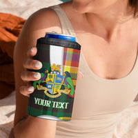 Personalized Bon Fete Kweyol Dominica 4 in 1 Can Cooler Tumbler Creole Day Coat Of Arms Madras Motifs