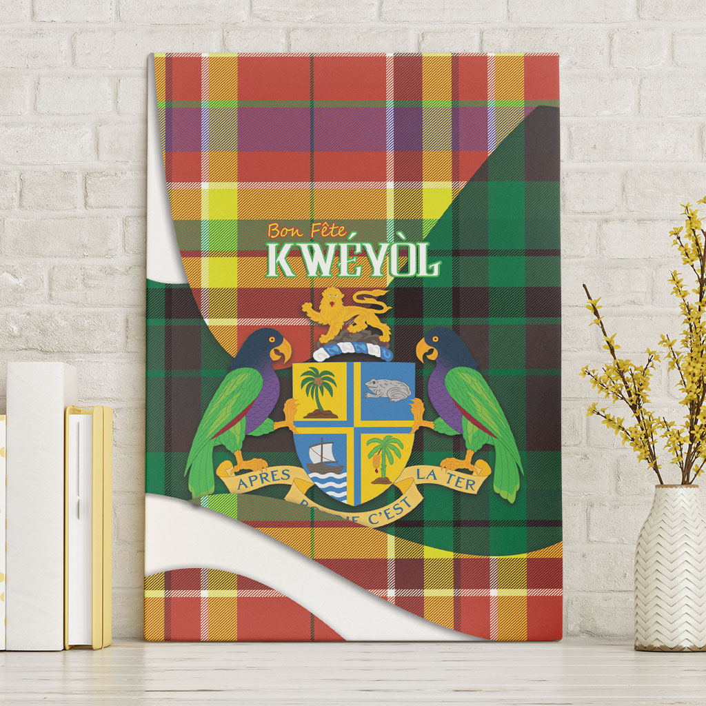 Bon Fete Kweyol Dominica Canvas Wall Art Creole Day Coat Of Arms Madras Motifs