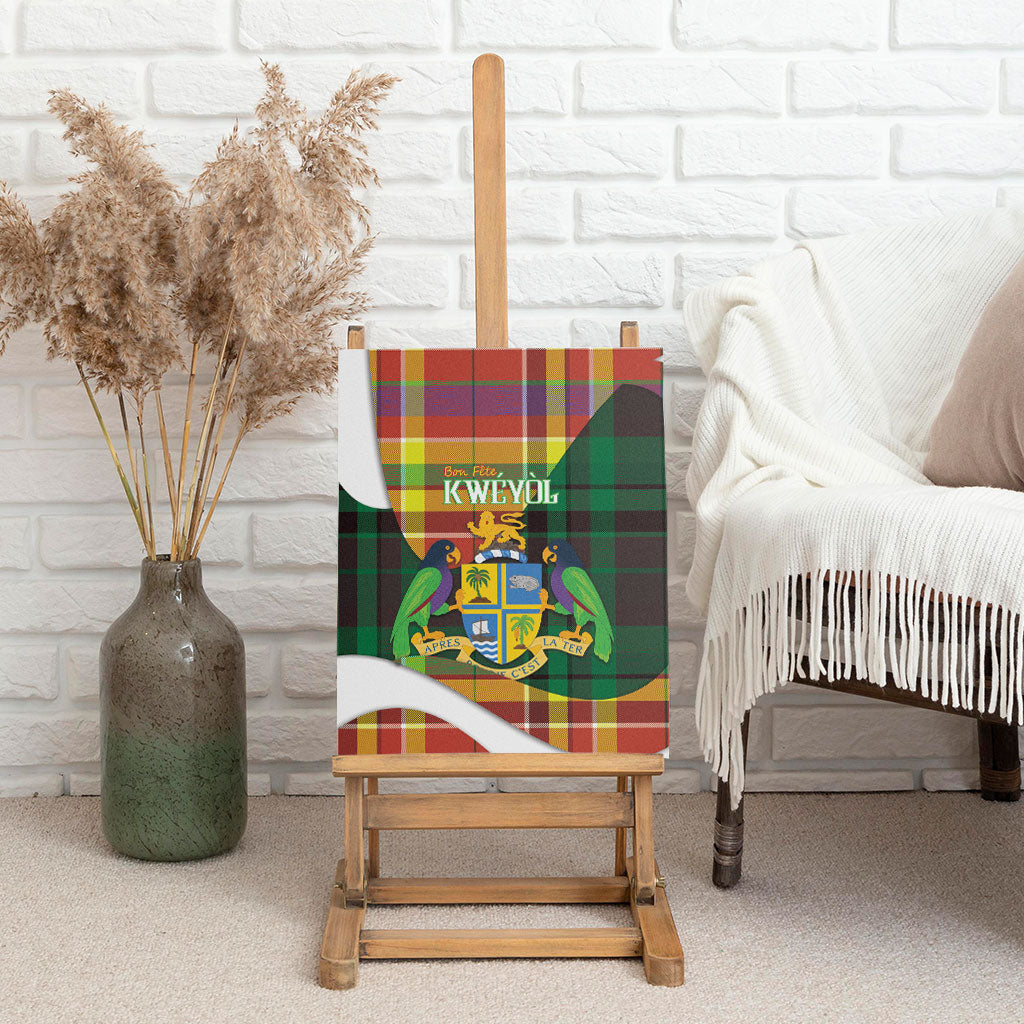 Bon Fete Kweyol Dominica Canvas Wall Art Creole Day Coat Of Arms Madras Motifs
