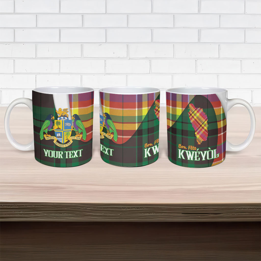Personalized Bon Fete Kweyol Dominica Ceramic Mug Creole Day Coat Of Arms Madras Motifs