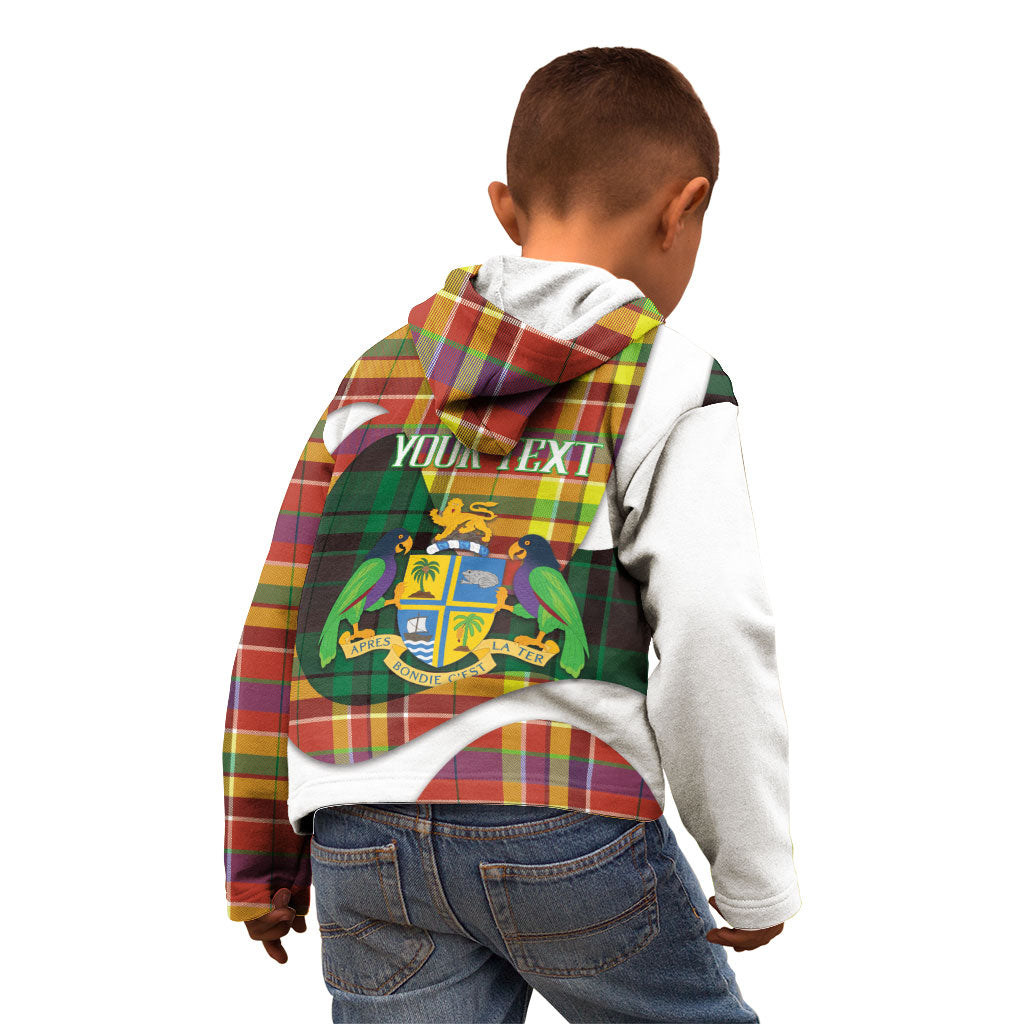 Personalized Bon Fete Kweyol Dominica Kid Hoodie Creole Day Coat Of Arms Madras Motifs
