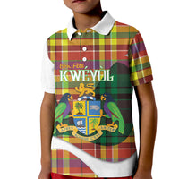 Personalized Bon Fete Kweyol Dominica Kid Polo Shirt Creole Day Coat Of Arms Madras Motifs