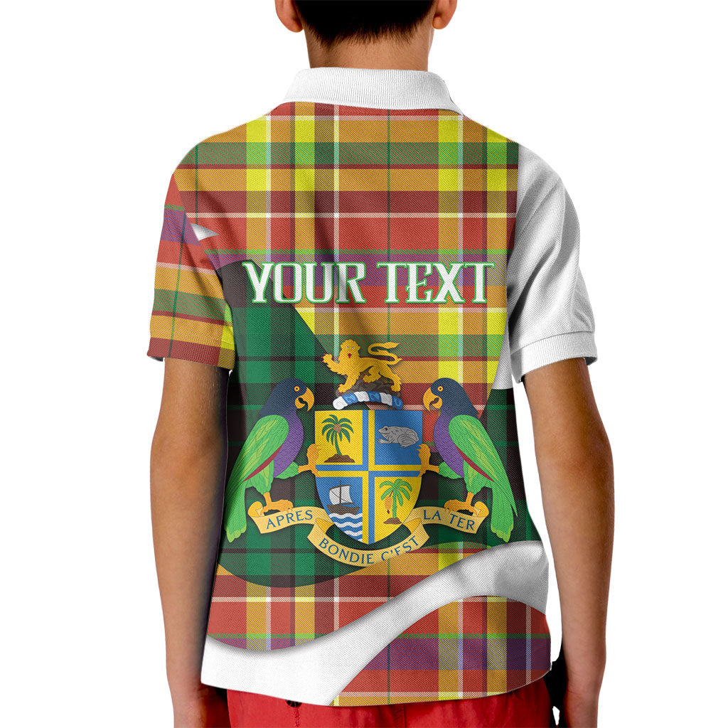 Personalized Bon Fete Kweyol Dominica Kid Polo Shirt Creole Day Coat Of Arms Madras Motifs